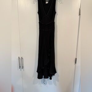 A.B.S black faux wrap dress with self belt